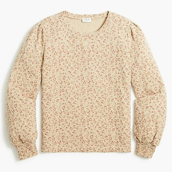 J. Crew Leopard Puff-sleeve Sweatshirt in Cloudspun Fleece | Large - Picture 2 of 6